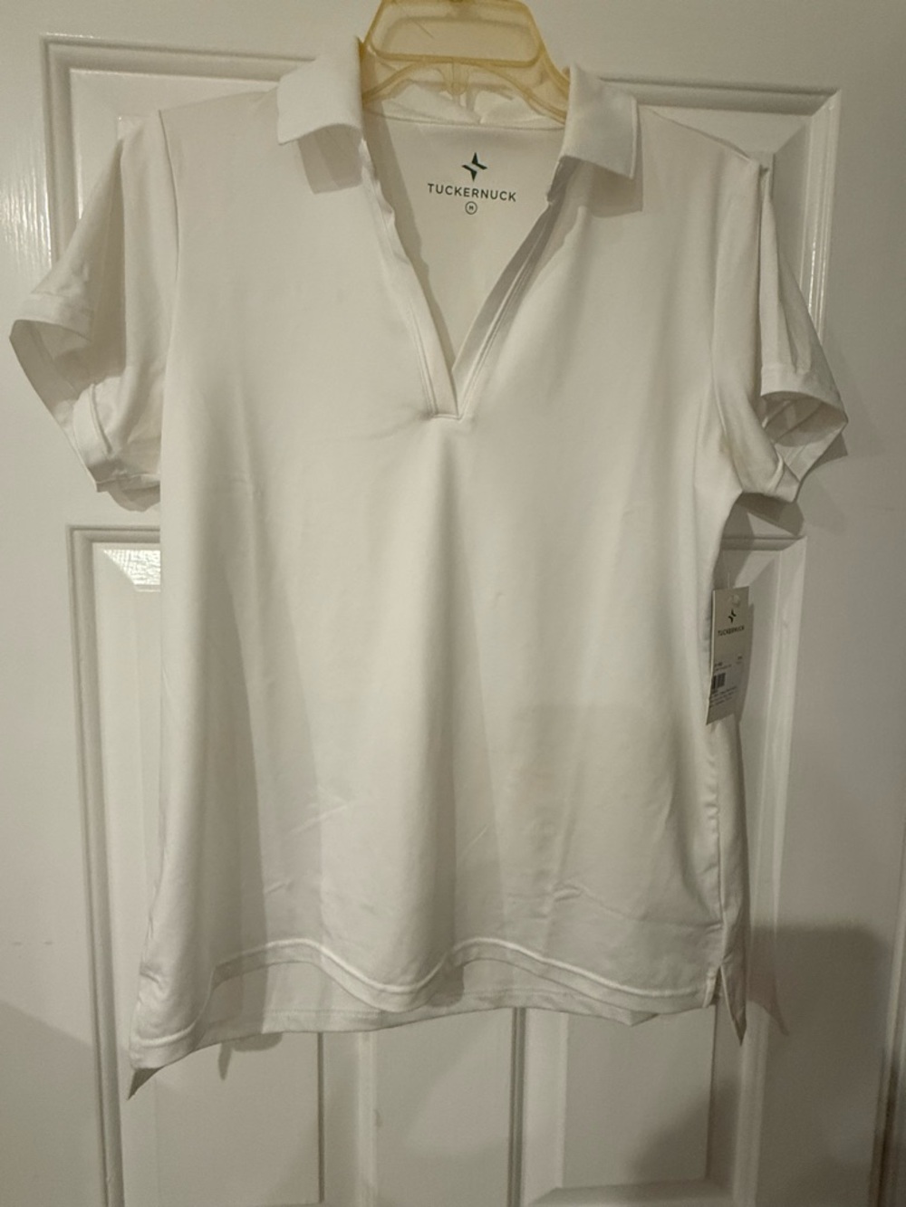 Tuckernuck White Short-Sleeve Polo V-Neck Top